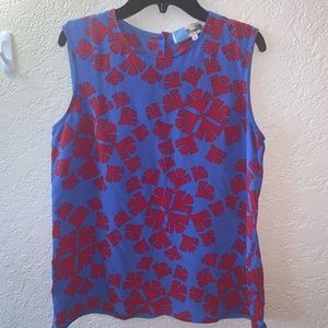 DVF silk shell career top blue red